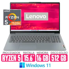 LENOVO - Laptop Ryzen 5-7520U RAM 16gb SSD 512gb Pantalla 15.6 Windows V15 G4