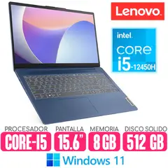 LENOVO - Laptop Core i5-12450H RAM 8gb SSD 512gb Pantalla 15.6 Windows IdeaPad