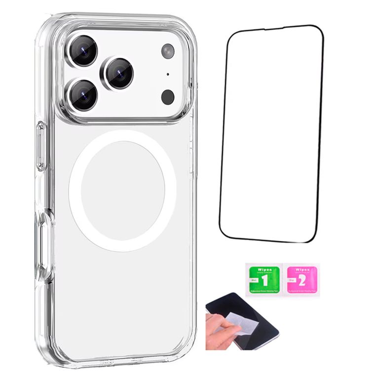 Funda Clear Magsafe + Vidrio Premium para iPhone 17 Pro