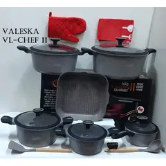 VALESKA - JUEGO DE OLLAS ROCA VOLCANICA PLOMO 11PZ