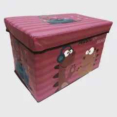 GENERICO - Caja de Puff Almacenamiento Organizador con Tapa Rosa Dino