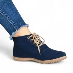 GENERICO - Botin Mujer Gamuza Taco 1 Premium 1022L-40 Color Azul