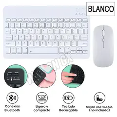 GENERICO - Teclado con Mouse Bluetooth Inalambrico para Pc Tablet Mac iPad Blanco