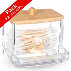 MINARI - Pack x2 Organizador Acrílico Dispensador de Hisopos A171