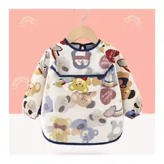 GENERICO - Mandil Babero Manga Larga para Niños 3 a 6 años Osito