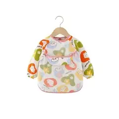 GENERICO - Mandil Babero Manga Larga Niños 3 a 6 años Blanco Conejito