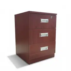 START FG - Velador de Melamina Nogal 3 Cajones con Cerradura 60cm