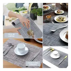 RYBIU IMPORT - Individuales de Mesa Rectangular de 6 pzs en Plomo