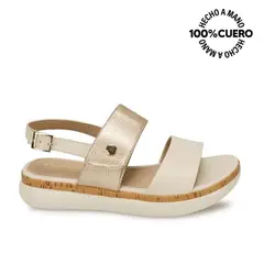 VIALE - Sandalia Dorsay Casual ALE-2619 HuesoDorado Cuero