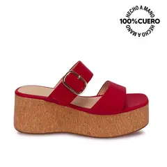 VIALE - Sandalia Slide Casual ALE-2631 Rojo Cuero