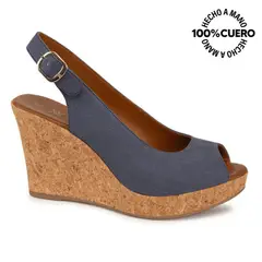 VIALE - Sandalia Peep Toe Casual ALE-2638 Jean Cuero