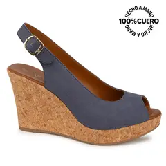 VIALE - Sandalia Peep Toe Casual ALE-2638 Jean Cuero