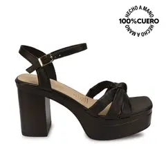 VIALE - Sandalia Dorsay Casual ECO-2601 Negro Cuero