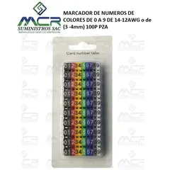 GENERICO - MARCADOR DE NUMEROS DE COLORES DE 0 A 9 DE 14-12AWG (3-4mm) 100 PZA