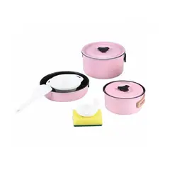 TERRA FORCE - Set Ollas Aluminio Camping 3 Piezas Rosa