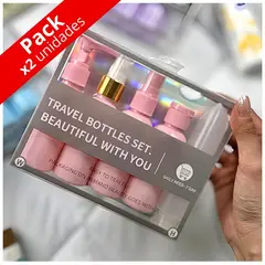 MINARI - Pack x2 Set de 5 Frascos Pulverizador Envases de Aseo de Viaje RS EC77