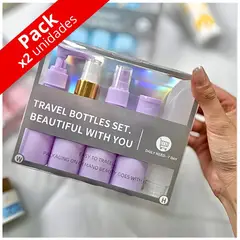 MINARI - Pack x2 Set de 5 Frascos Pulverizador Envases de Aseo de Viaje LL EC77
