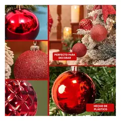 GENERICO - Bolas para Decoracion Navidena Escarchadas 24 Piezas en Rojo