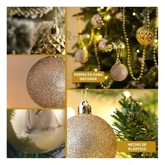 GENERICO - Bolas con Diseno de Copo de Nieve de 24 Piezas en Champagne