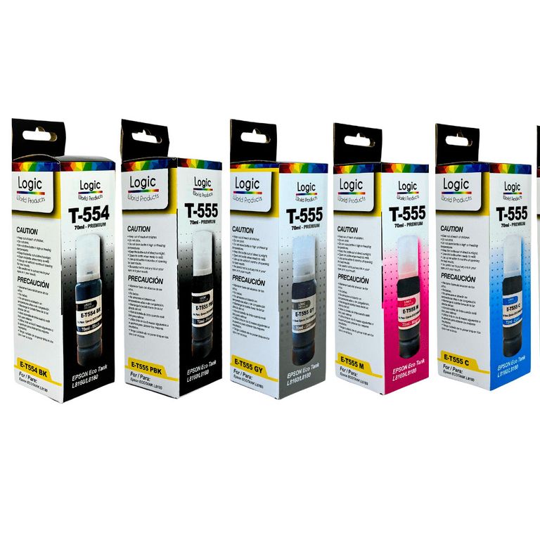 Pack Tinta T555 y T554 los 6 Colores 70ML Compatible