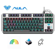 AULA - Teclado Mecánico Gamer F2067 Switch Blue RGB USB Negro