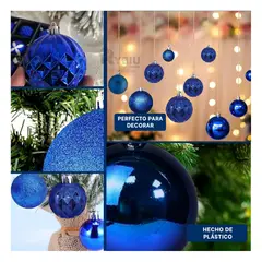 GENERICO - Bolas con Diseno de Copo de Nieve de 24 Piezas en Azul