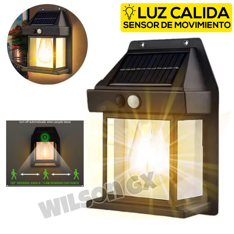 Foco Luz Solar exterior con Sensor Movimiento