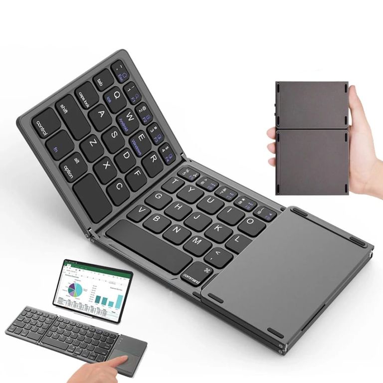 Teclado para Celular Tablet Bluetooth Touchpad Recargable Plegable