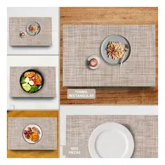 RYBIU IMPORT - Individuales de Mesa Rectangular de 6 pzs en Mostaza