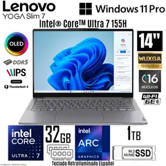 LENOVO - Laptop Yoga Slim 7 14IMH9 Intel Core Ultra 7 155H 32GB RAM 1TB SSD 14" WUXGA Win 11