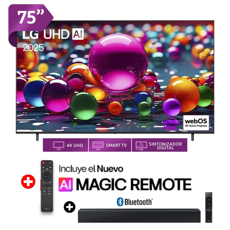 TELEVISOR 75 UHD 4K Smart TV ThinQ AI 75UA8050PSA 2025 + SOUNDBAR