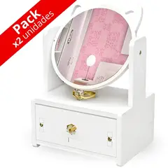 MINARI - Pack x2 Organizador de Maquillaje y Joyas con Espejo Gatito JG1