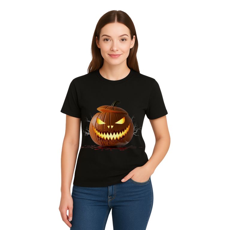 Polo 100% Algodón Estilo Clasico Unisex AquaModa Logo HalloWeen Calabaza POHWC1