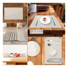 RYBIU IMPORT - Individuales de Mesa Rectangular de 6 pzs en Beige