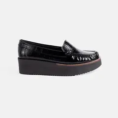 GINO BIGIONI - Mocasin Mujer de cuero MOC-50 Negro Croco