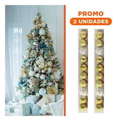 GENERICO - Pack2 Bolas Navideñas Festivas Tradicionales en Dorado