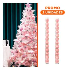 RYBIU IMPORT - Pack2 Bolas Navideñas Festivas Tradicionales en Rosa