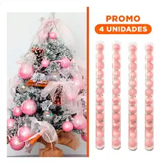 RYBIU IMPORT - Pack4 Bolas de Navidad Brillantes en Rosa