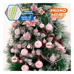 RYBIU IMPORT - Pack12 Esferas de 10 pcs con Diseño Rosa Y+Papel de Regalo