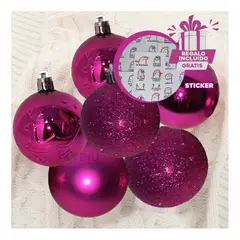 GENERICO - Bolas con Diseño de Reno en Fucsia Y+Regalo Stickers