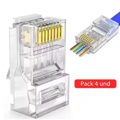 GENERICO - Conectores Cable de Red RJ45 Pack de 4 unidades