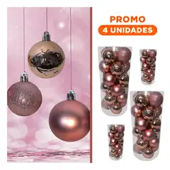 GENERICO - Pack4 Bolas de Navidad Brillantes en OroRosa