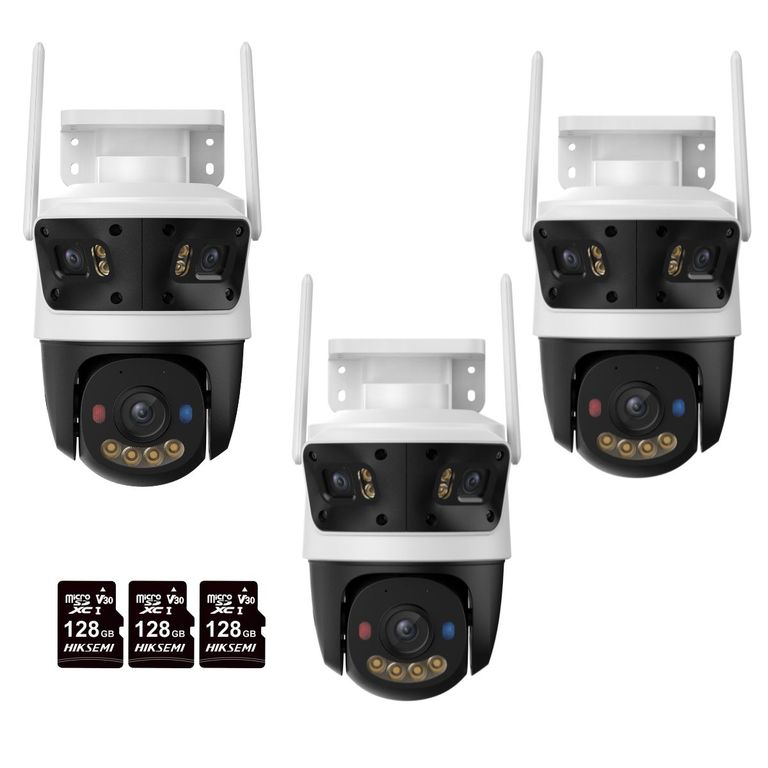 Kit 3 Cámara de Seguridad Cruiser Triple Lente 11 MP + Micro SD128GB