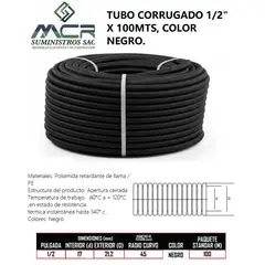 GENERICO - TUBO CORRUGADO 1 / 2" X 100MTS COLOR NEGRO.