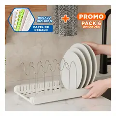 RYBIU IMPORT - Pack6 Organizador de Tapas Ollas Blanco Y+Papel de Regalo