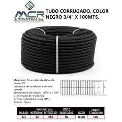 GENERICO - TUBO CORRUGADO 3 / 4" X 100MTS COLOR NEGRO.