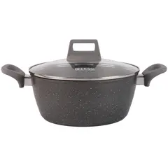 BELESSI - Cacerola 24cm Aluminio Forjado con Tapa de Vidrio