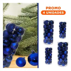 GENERICO - Pack4 Bolas de Navidad Brillantes en Azul