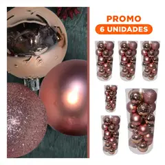 GENERICO - Pack6 Bolas con Diseño de Reno en OroRosa