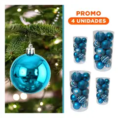 GENERICO - Pack4 Esferas Navideñas para Arbol en Celeste